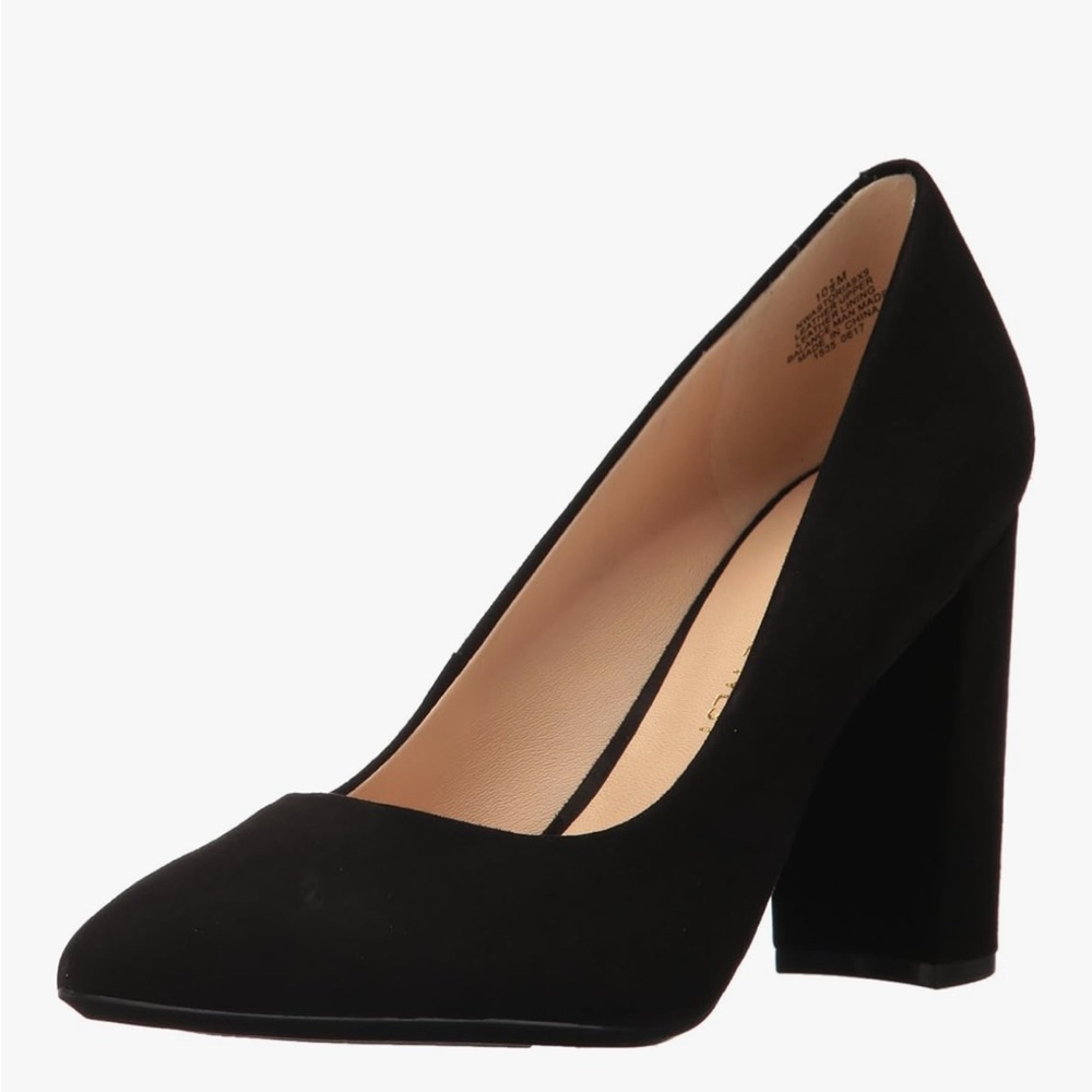 Nine West Black Suede Block Heel Pumps